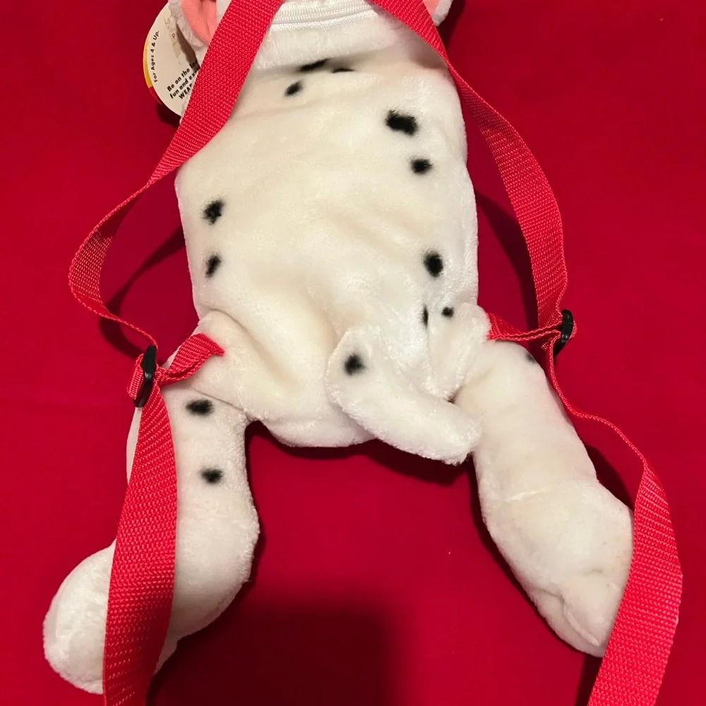 Vintage Disney Plush Dalmatian White and Black Backpack 🎒 Rare Collectible
